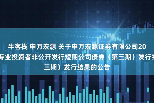 牛客栈 申万宏源 关于申万宏源证券有限公司2025年面向专业投资者非公开发行短期公司债券（第三期）发行结果的公告
